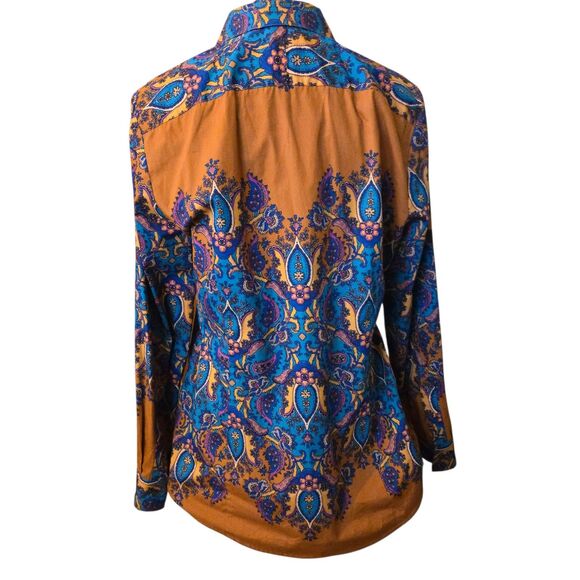 Tyler Boe Size 12 Top Orange/Blue Paisley Corp Core Fall Business Work - Picture 3 of 13